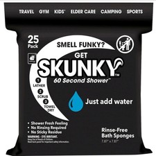 Skunky No Rinse Bathing Wipes, Cleans Without a Shower, Fast Easy, 25 Count