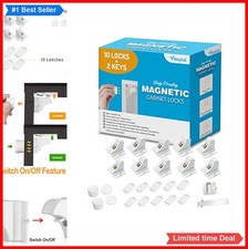 Adhesive Magnetic Cabinet Locks 10 Pack 2 Keys Invisible Child Safety Drawer