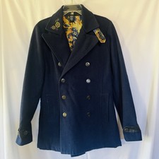 Doctor Who TARDIS Peacoat Jacket Women s XS Blue Wool Blend Hot Topic Cosplay