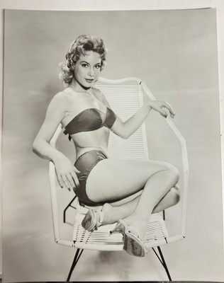 Barbara Eden 8''X10'' Photo Sexy Pinup White Wicker Chair Modern Lab Reprint B&W