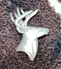 Vtg GG Harris Whitetail Deer Head 1988 3-D Sculpture Pewter Lapel Pin (97)