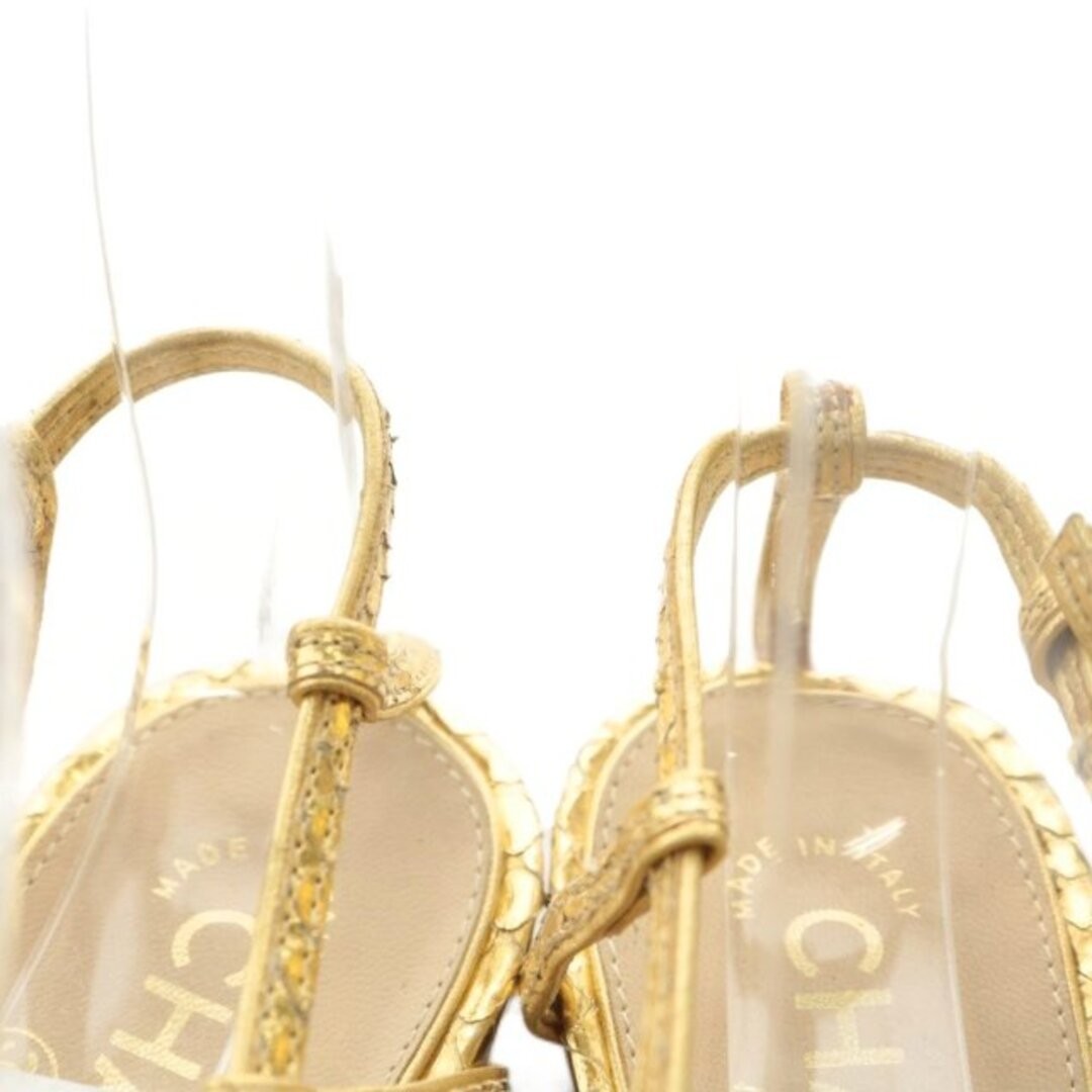 Chanel Sandals Python Leather Coco Mark 35 Gold C… - image 4