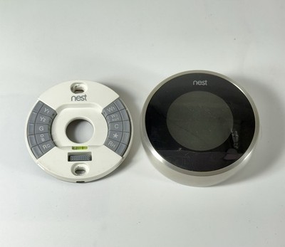 Google Nest 2nd Gen Learning Thermostat with Base ~ Silver Stainless Steel