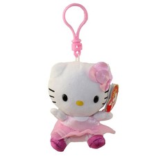 TY Beanie Baby - HELLO KITTY (BALLERINA) ( Plastic Key Clip ) (3 inch) - MWMTs