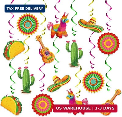 KALEFO 24PCS Mexican Fiesta Decorations for Taco Tuesday Birthday Party Supplies