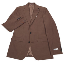 Bar III Wool Suit Jacket Mens 38L Slim Solid Rust Brown Blazer Sport Coat