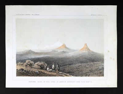 1855 USPRR Survey Print Western Slope Main Ridge Cascade Mountains Oregon View