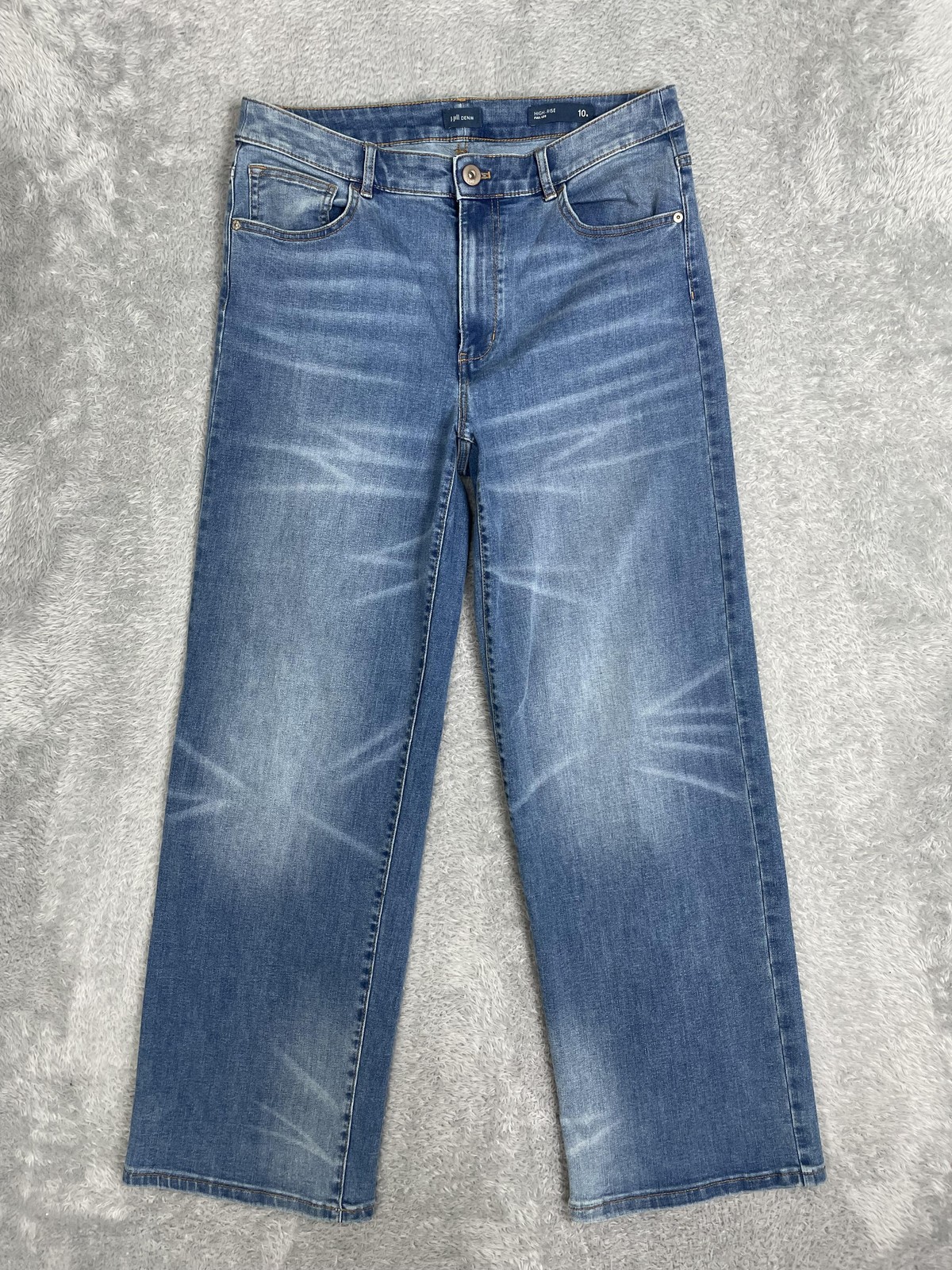 J. Jill High Rise Full Leg Jeans Womens 10R Blue Medium Wash Stretch Denim