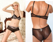 Ensemble soutien-gorge slip léopard blanc sexy comfort 85C 100C