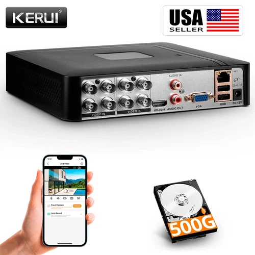 4/8 Channel H.265 1080P DVR with Hard Drive 500GB for Security Camera System USA