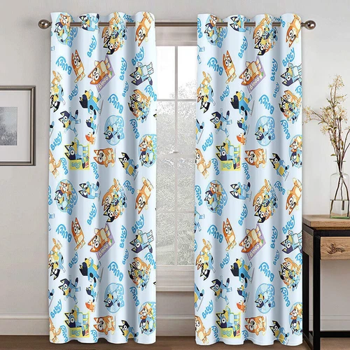 Bingo Bluey Pair Thick Blackout Bedroom Curtains Thermal Ring Top Eyelet Gift UK - Picture 13 of 20