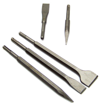 5 pcs ROTARY HAMMER DRILL SDS PLUS BITS CHISEL SET GROOVE CONCRETE POINT & FLAT
