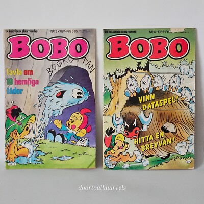 2 Vintage Swedish BOBO Comic Books 1984 #2 #4 Nostalgic