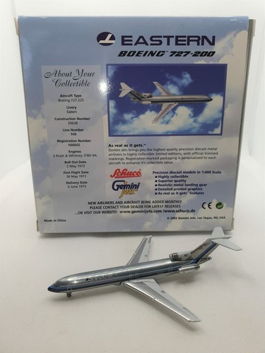 GJ LE Chrome 400 scale diecast model Eastern B727-225 Commercial Airliner N8866E - Picture 2 of 12
