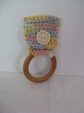 Crochet Kitchen Towel Wood Ring Holder    Gift Idea