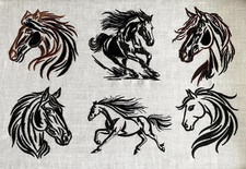 HORSE PONY Children's Girl Boy 6 EMBROIDERED QUILT BLOCKS SET