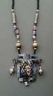 Vtg Artisan Abstract Beaded Necklace Signed Carol Brooks  Quartz Amethyst Beads — photo 2