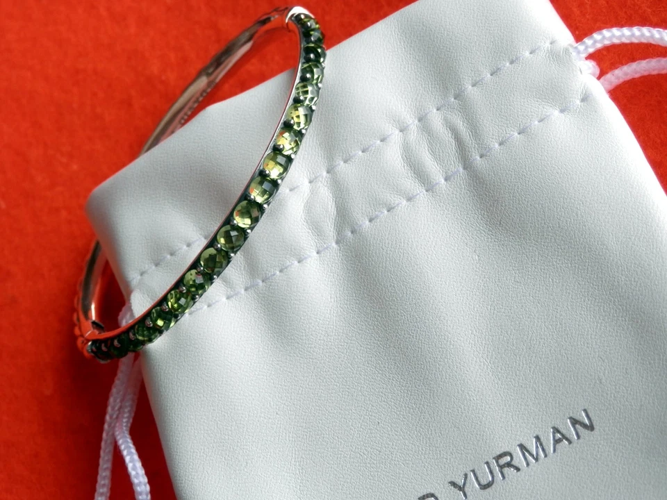 David Yurman Women's Bracelet SSilver Osetra Cable Berries PERIDOT Hinged Bangle - Image 4 of 4