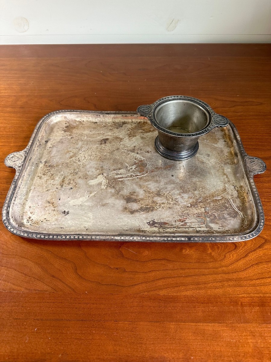 【Internatinal Silver】 ギャラリートレー 33cm VTG/RARE International Silver Co Silver Soldered Tray & Bowl