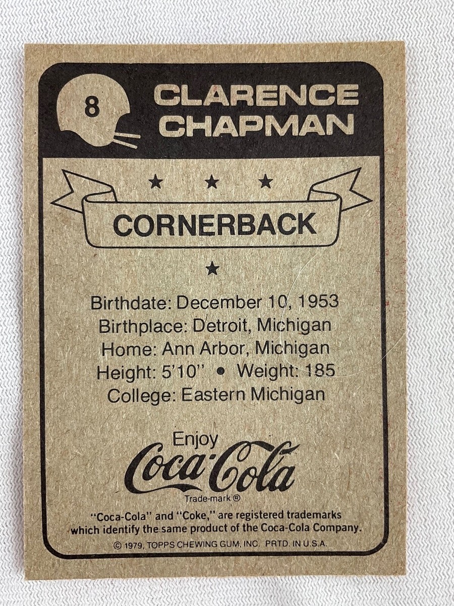 NFL 1979 New Orleans Saints Coca Cola Card#08-Clarence Chapman (E