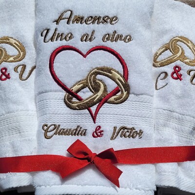 Personalized Embroidered Towels Set, Wedding Gift Towels (1 Bath+2