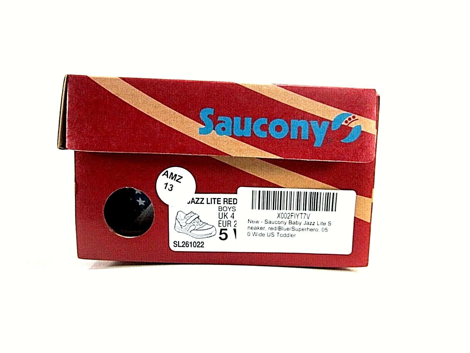 Saucony Baby Jazz Lite Shoes, Red/Blue/Superhero Toddler's Size 5 Wide, Eur 21 W