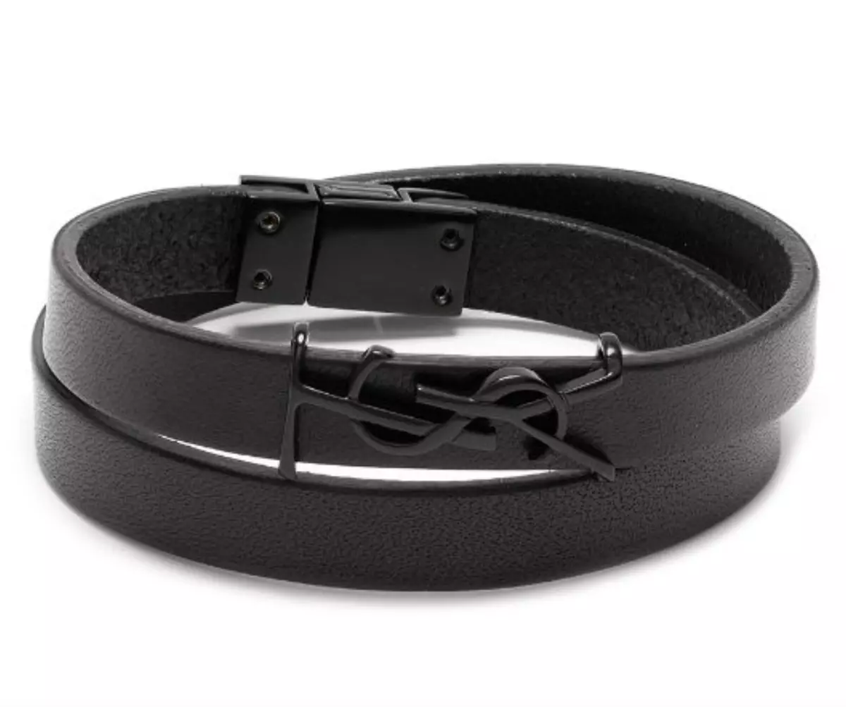 Saint Laurent Opyum Double-Loop Leather Bracelet