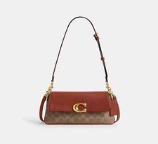 COACH Jet Shoulder Bag In Signature Canvas Tan Caramel CBA83 Outlet NEW