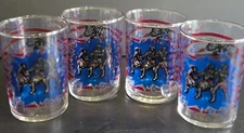 American Bicentennial Vintage 1976 4 Double Old Fashion Rocks Glasses Bell Drum