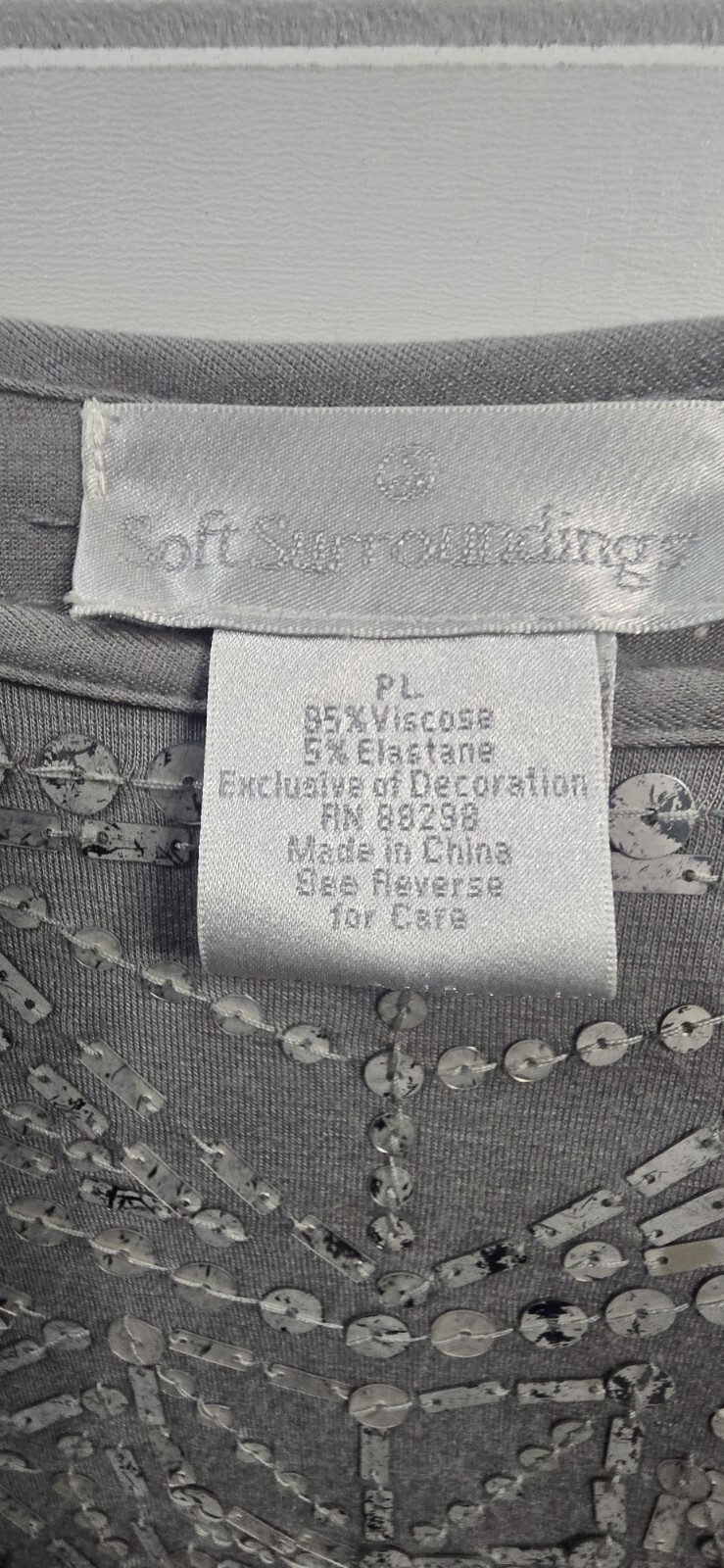 Soft Surroundings Patterned Sequin Gray Dress Siz… - image 6