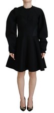 DOLCE & GABBANA Dress Cotton Black Long Sleeves A-line Mini IT40/US6/S 2330usd