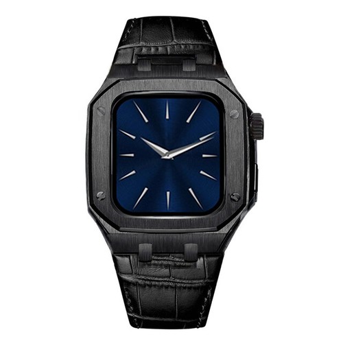 Boîtier Str en acier inoxydable lunette en chêne mod pour bracelet Apple Watch 44 mm 45 mm - Photo 79 sur 105