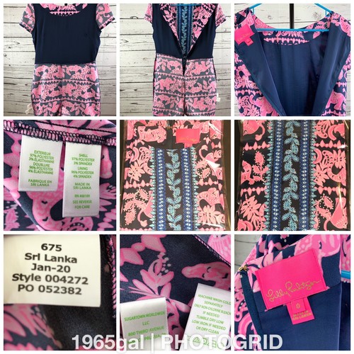 Pagliaccetto elasticizzato Lilly Pulitzer taglia 0 nuovo senza etichette Blanca alta marea blu navy coppia perfetta - Foto 2 di 8