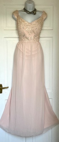 QUIZ PERLEN BESTICKT MAXI ABEND ANLASS PARTY KLEID GRÖSSE 20