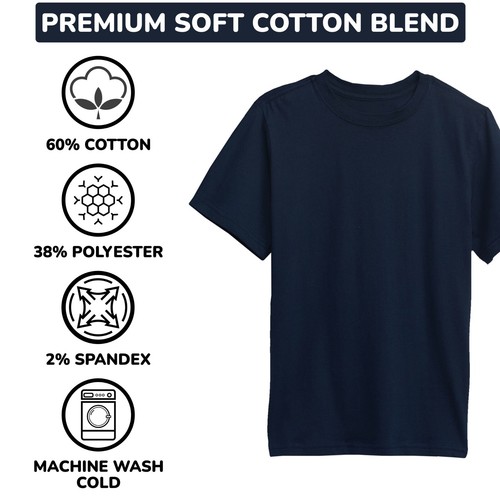 Boys Short Sleeve Crew Neck Premium Soft Cotton Blend TShirt (XS-2XL) NEW 5 PACK - Picture 33 of 48