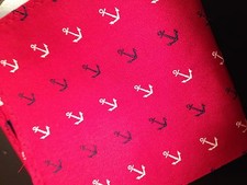 10" 100 Silk Pocket Square-Red Anchors-7