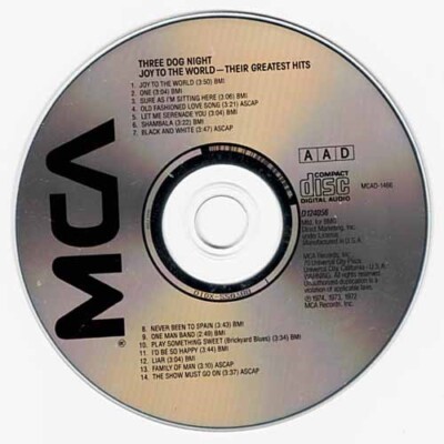 Joy To The World - Their Greatest Hits ~ Three Dog Night ~ Rock ~ CD Acceptable