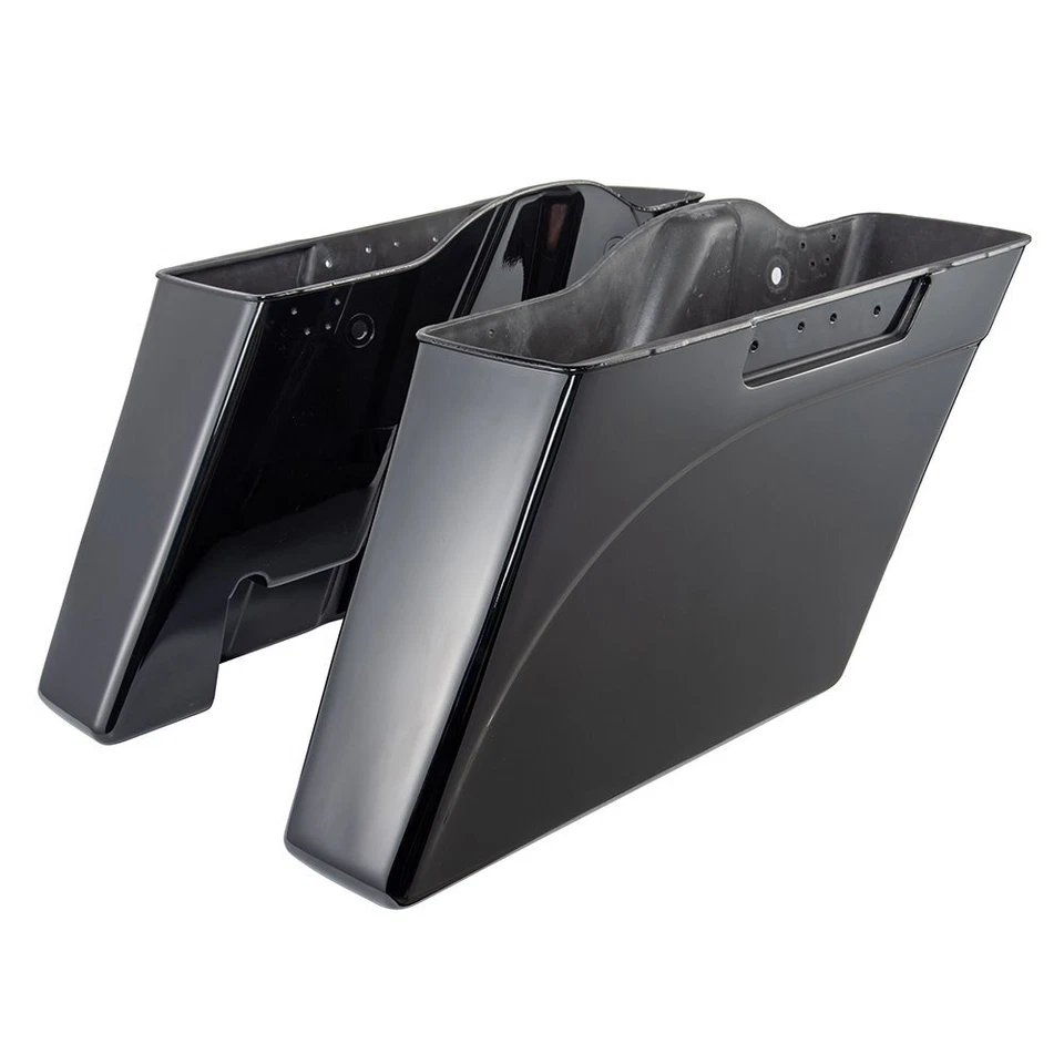 Dual Uncut Vivid Black Stretched Saddlebags Bottoms Rear Fender For 93-13 Harley - Image 3 of 4