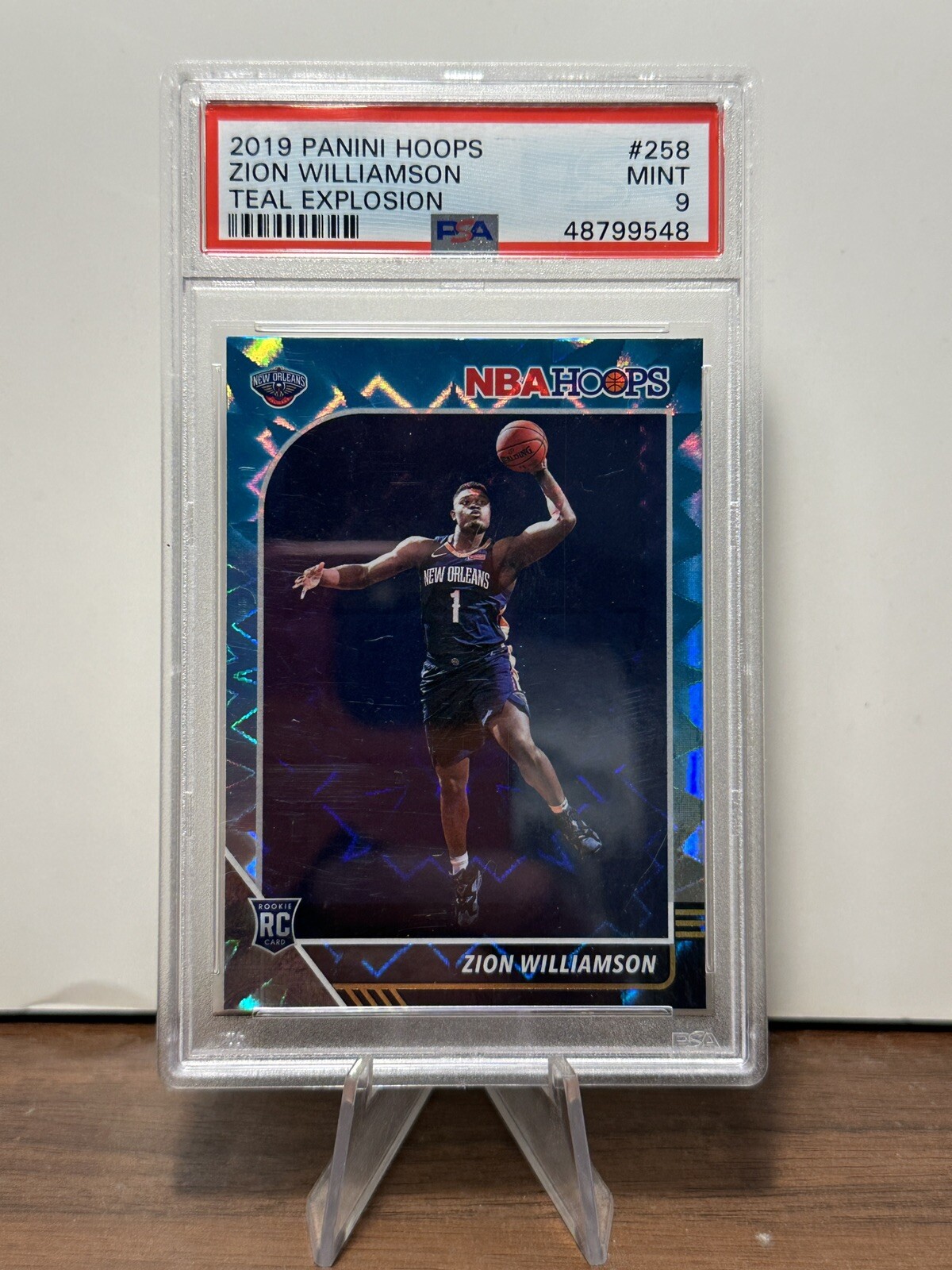 2019 Panini Hoops Zion Williamson Teal Explosion RC Rookie PSA 9