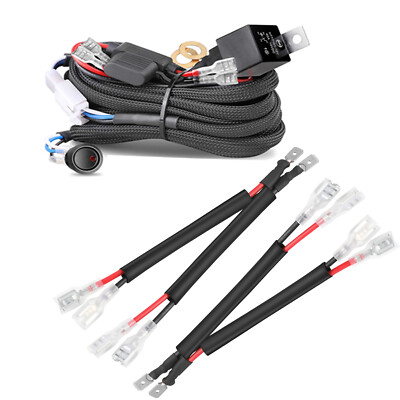 4 Ways Wiring Harness Kit ON-OFF Rocker Switch Relay for LED Cube Pods Light Bar