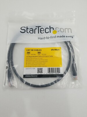 Startech M45PATCH3BK, 3ft. Black Molded CAT5e UTP Patch Cable. Fast shipping!!!