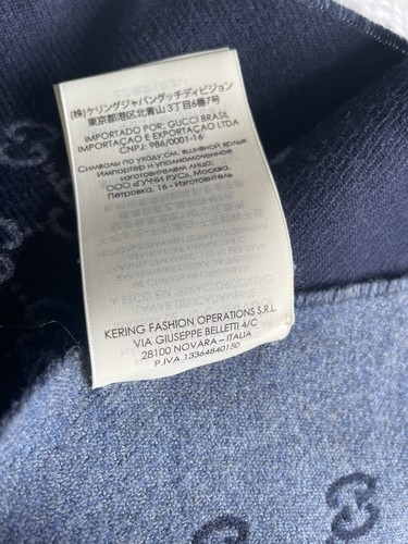 Bufanda Gucci Lana Monograma Azul Marino 175cm x 33cm. - Imagen 5 de 6