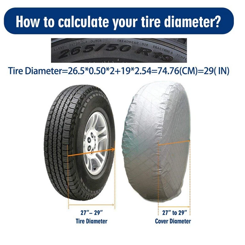 26" to 27" Dia 4PCS Wheel Tire Covers For RV Trailer Camper Truck SUV Motorhome - Image 4 of 4