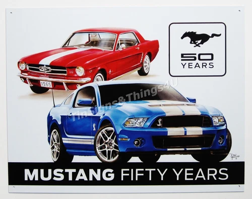 Ford Mustang Fifty Years TIN SIGN shelby vtg GT-500 metal garage wall decor 1993