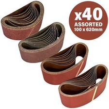 Sirius 40 Piece Assorted 100mm x 620mm Sanding Belts Assorted Pack of 40
