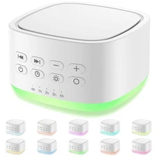 Magicteam White Noise Machine 10 Colors Lights and 25 Soothing Sounds Sleep S...