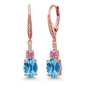 Authentic 18K Rose Gold Plated Silver Gemstone Birthstone, Pink Lab Grown Diamond Drop