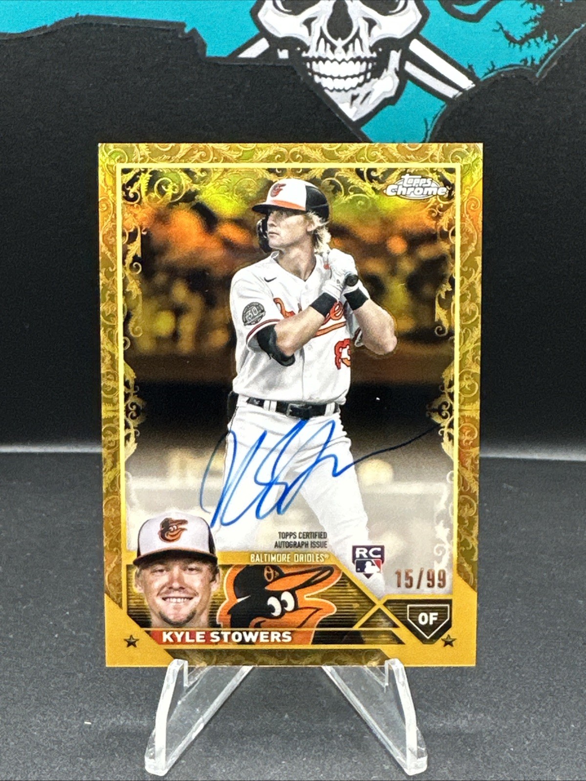 2023 Topps Chrome Gilded Collection Kyle Stowers Auto Gold Etch /99 Orioles