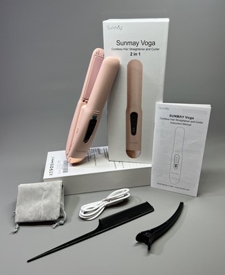 SUNMAY Voga Akku Haarglätter und Lockenstab Mini Glätteisen Lockenstab