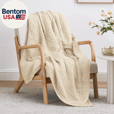 6 Layer 100 Cotton Muslin Blanket, 50"X60" Throw Muslin Blanket for Couch Bed,